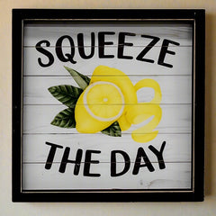 squeeze the day framed lemon sign