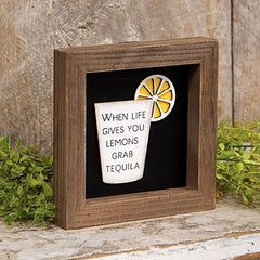 when life gives you lemons shadowbox framed sign