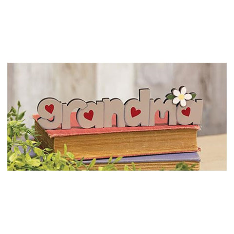 GRANDMA Wooden Word Shelf Sitter