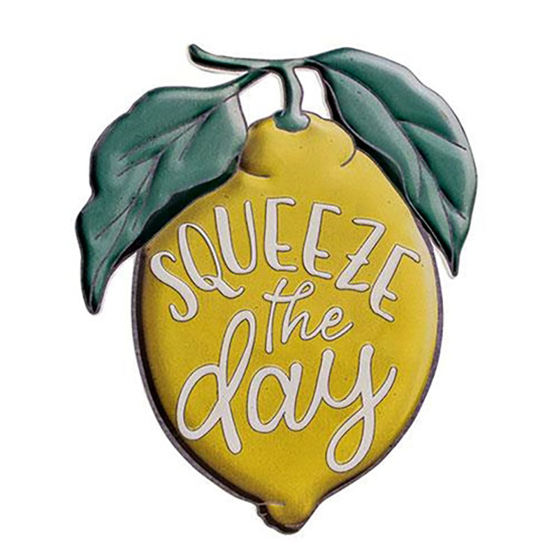 squeeze the day metal lemon sign