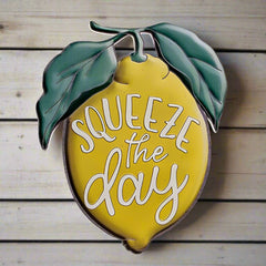 squeeze the day metal lemon sign