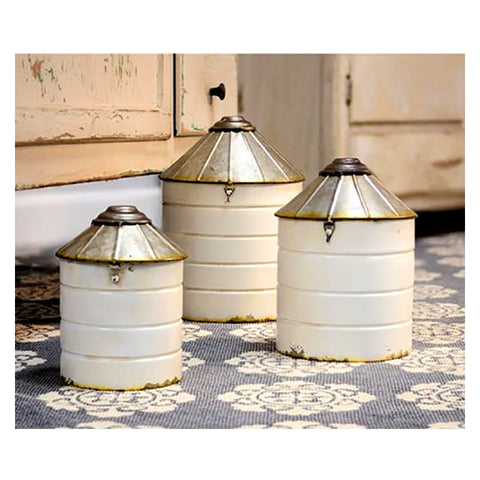 Metal Grain Silo Kitchen Canisters