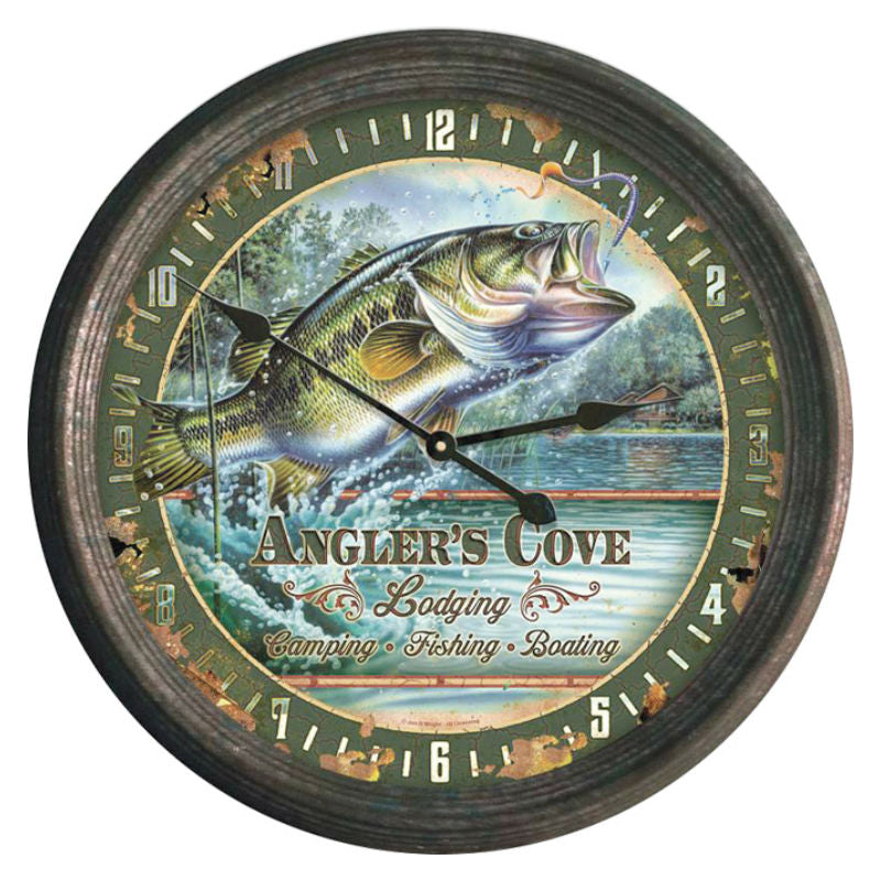 anglers cove bass fishing wall clock