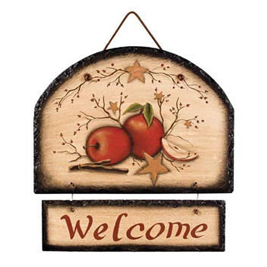 apple berry slate welcome plaque