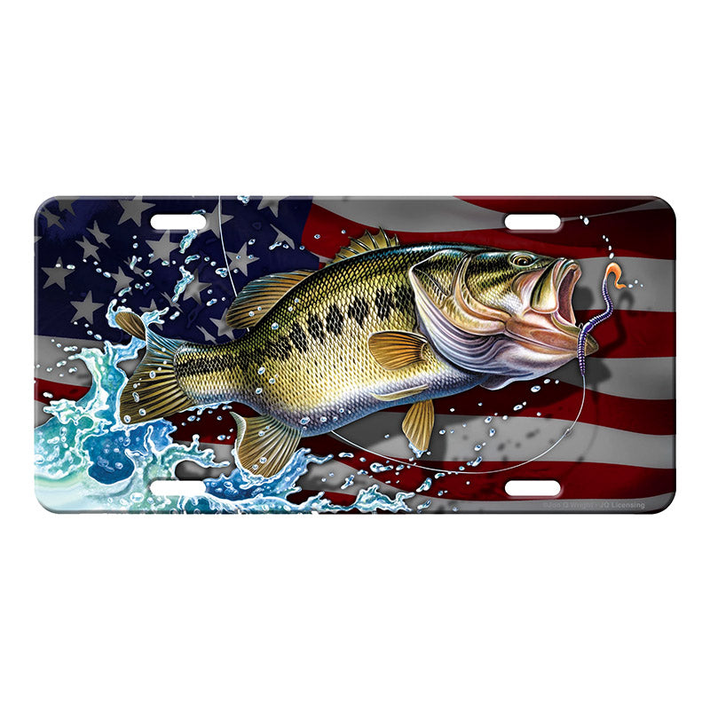 Bass Fishing American Flag Vanity License Plate 2700 – Baubles-N-Bling