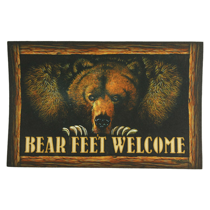 bear feet welcome door mat
