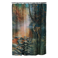 beside the still waters deer shower curtain