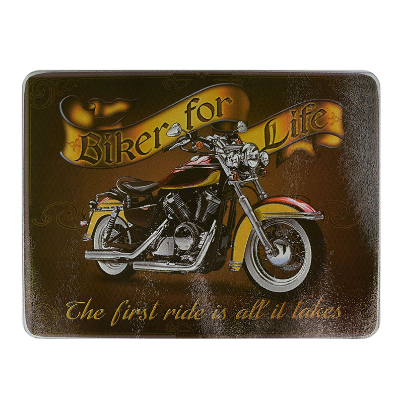 biker for life motorcycle glass cutting board