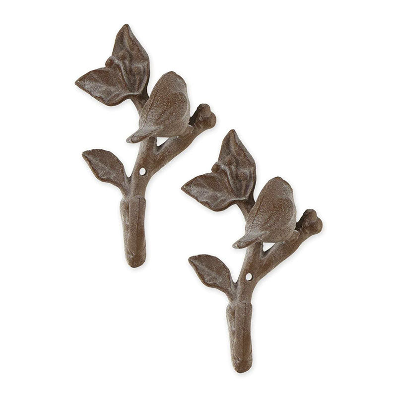 Bird with Leaves Wall Hook (Set of 2)