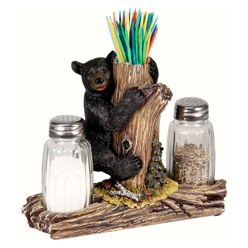 black bear salt & pepper toothpick candle holder