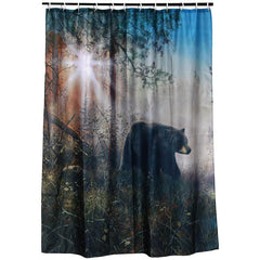 black bear shadow in the mist shower curtain