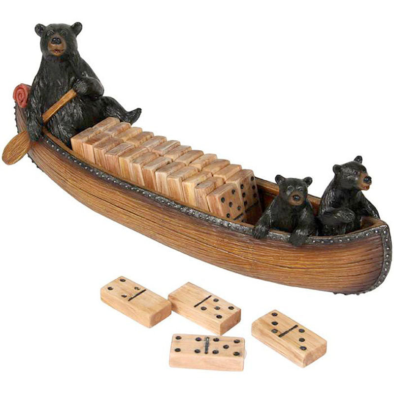 black bears in canoe dominoes