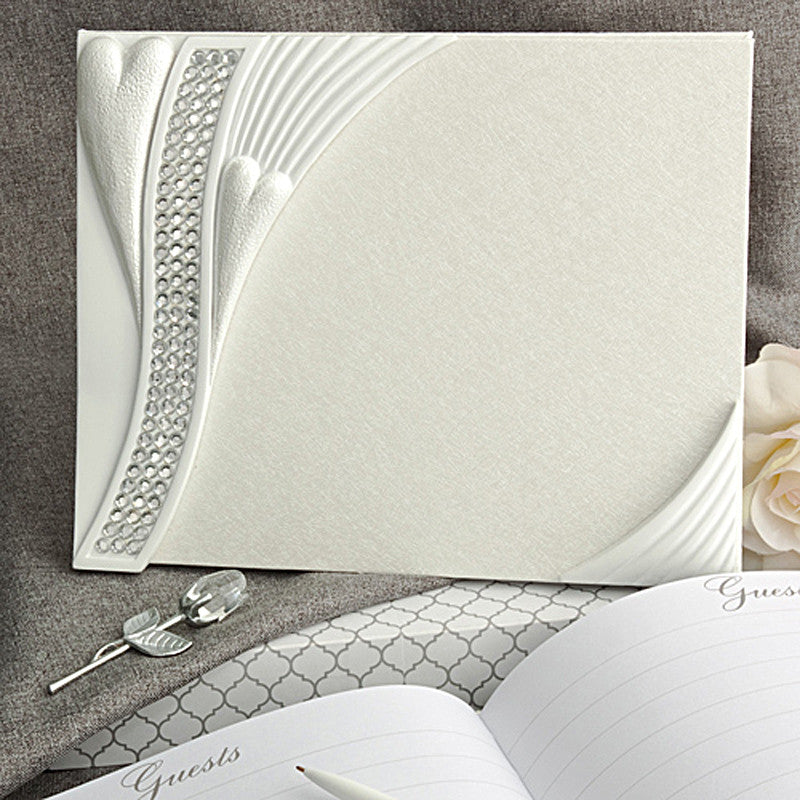 Fashioncraft 2457 Guest Book, Bling Heart, White, 9.87 x 7.87