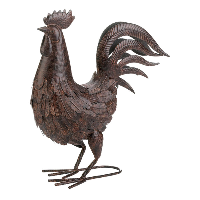 bronze metal rooster figurine