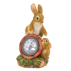 bunny family figurine solar light