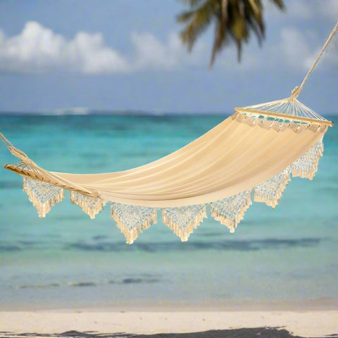 Cape Cod Style Canvas Crocheted Hammock