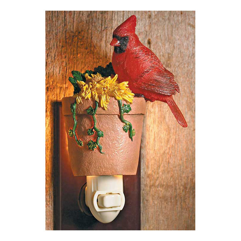 cardinal on flower pot night light