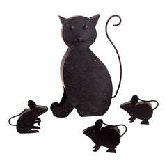 cat with mice metal sculptures