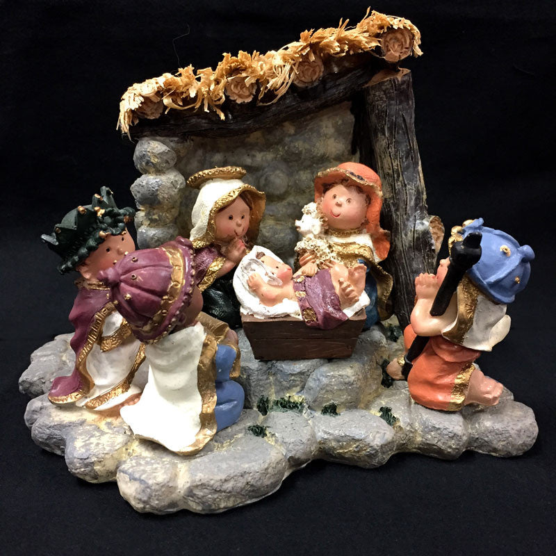 childrens nativity with manger