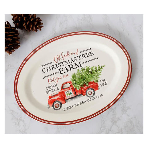 Christmas Tree Farm 16 Inch Serving Platter