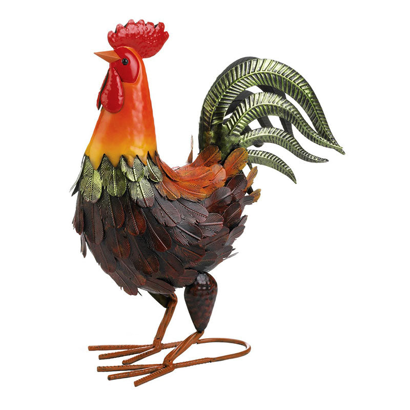 colorful metal rooster figurine
