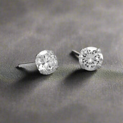 cubic zirconia solitaire stud earrings