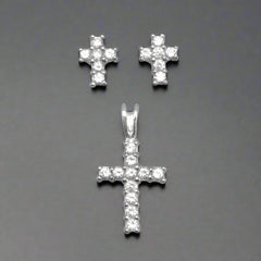 cz cross earrings & pendant set