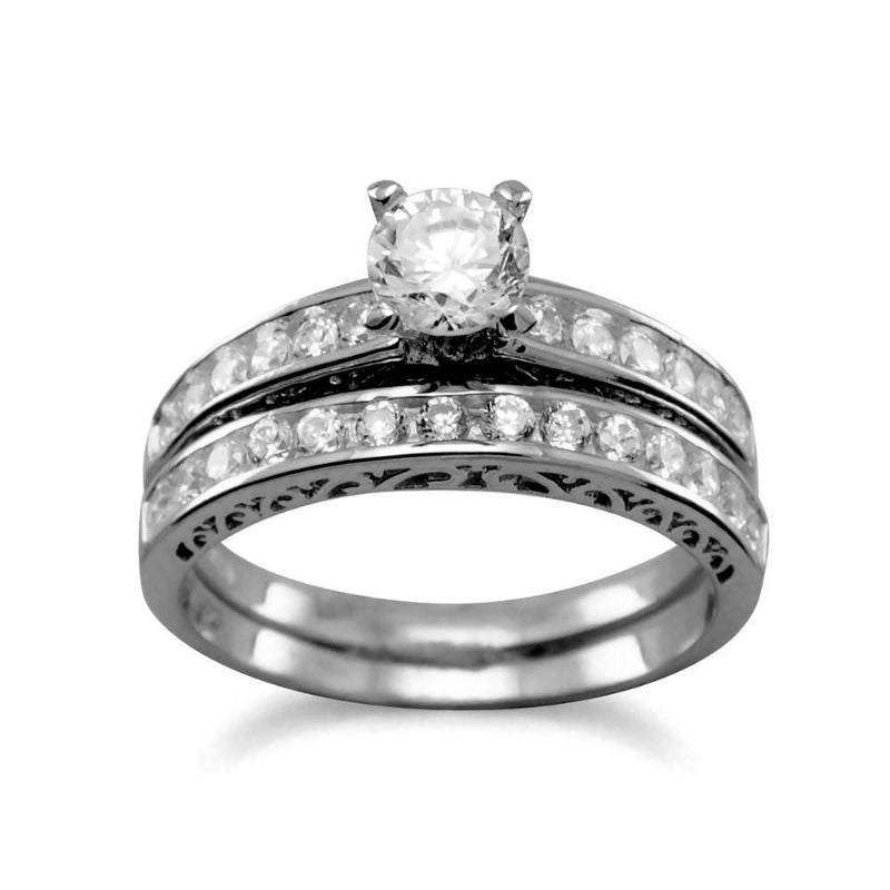 cz eternity wedding set rings