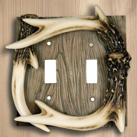 Deer Antler Double Light Switch Plate