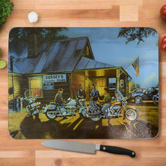 dorsey's county pride motorcycle glass cutting board