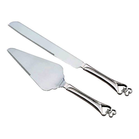 Double Hearts Cake Knife and Server Set