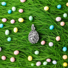 easter egg with bunny charm pendant