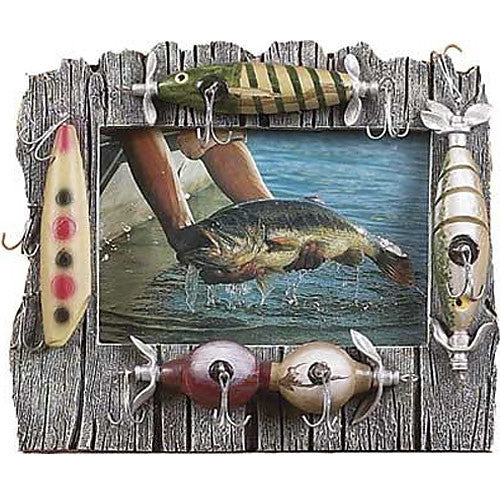 fishing lures & driftwood 4x6 photo frame