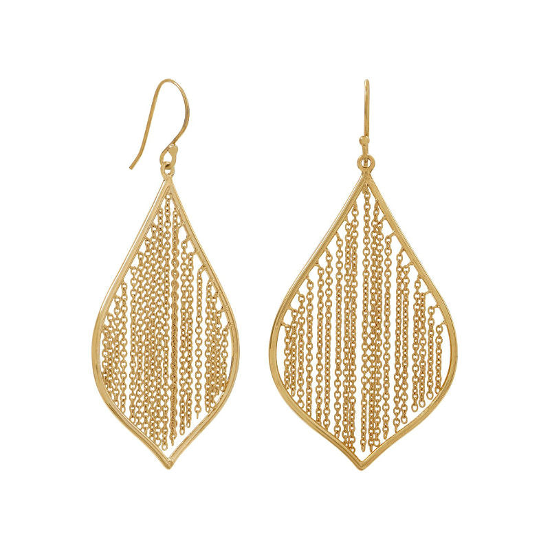 fringed leaf french wire earrings