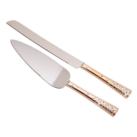 Galaxy Rose Gold Cake Knife and Server Set
