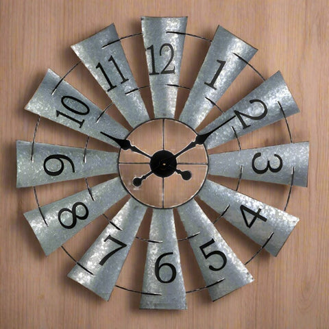 Galvanized Windmill Wall Clock