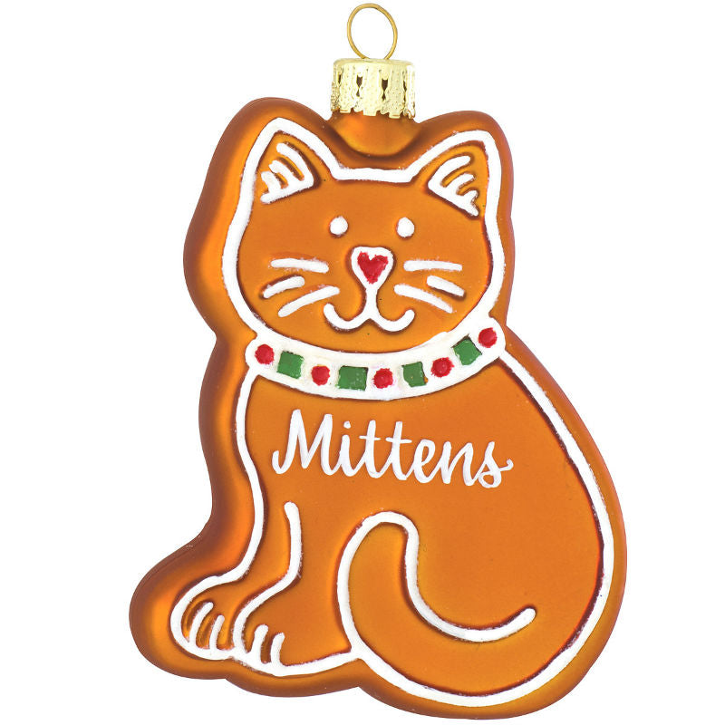 gingerbread cat glass ornament