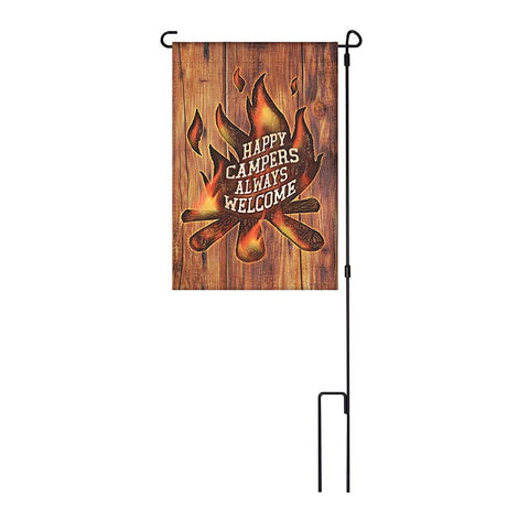 Happy Campers Always Welcome Garden Flag with Pole