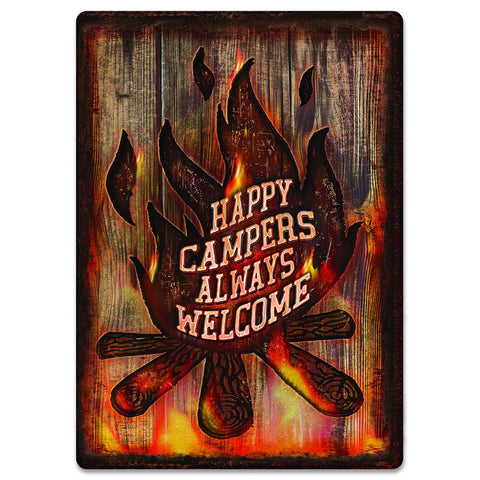 Happy Campers Always Welcome Tin Sign