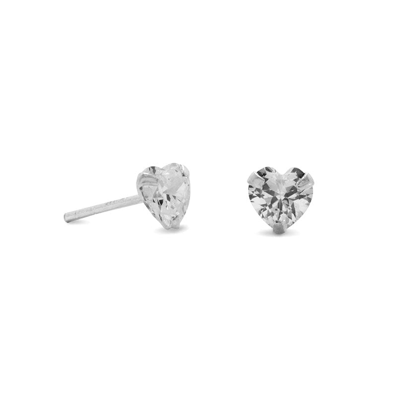 heart shaped cz stud earrings