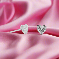 heart shaped cz stud earrings