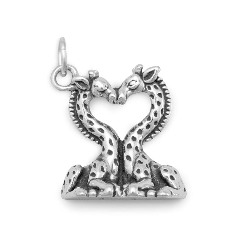 heart shaped giraffes pendant charm