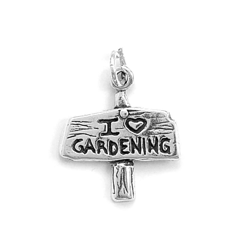 i love gardening sign charm pendant