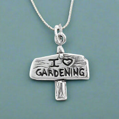 i love gardening sign charm pendant