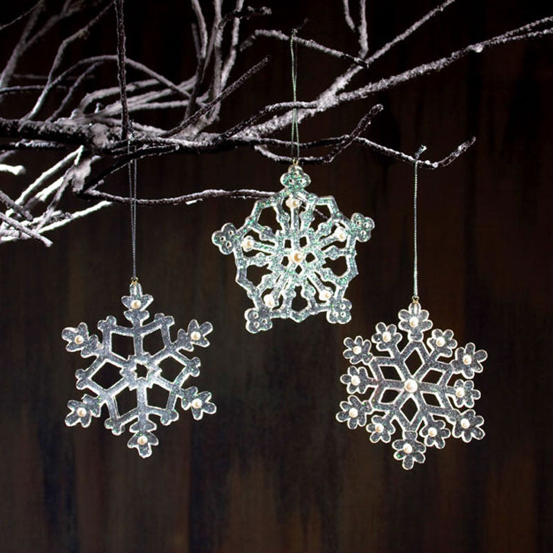 icy snowflake christmas ornaments