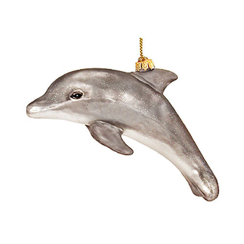 Jumping Dolphin Glass Ornament