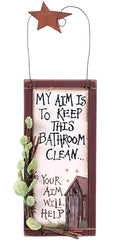 outhouse bathroom signs my aim is to keep this bathroom clean (sold out)