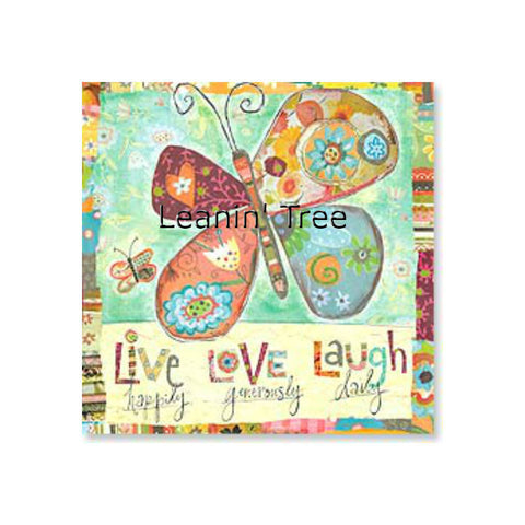 Leanin' Tree Live Laugh Love Blank Butterfly Card