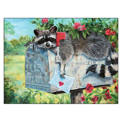 leanin' tree wild roses raccoon birthday card