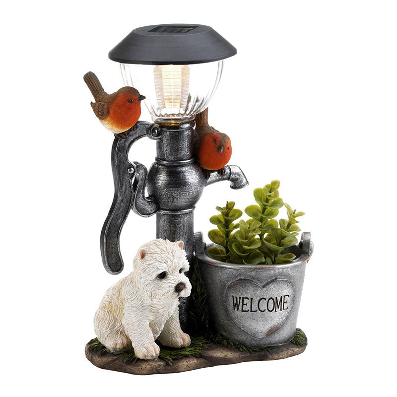little pup solar powered water pump garden light